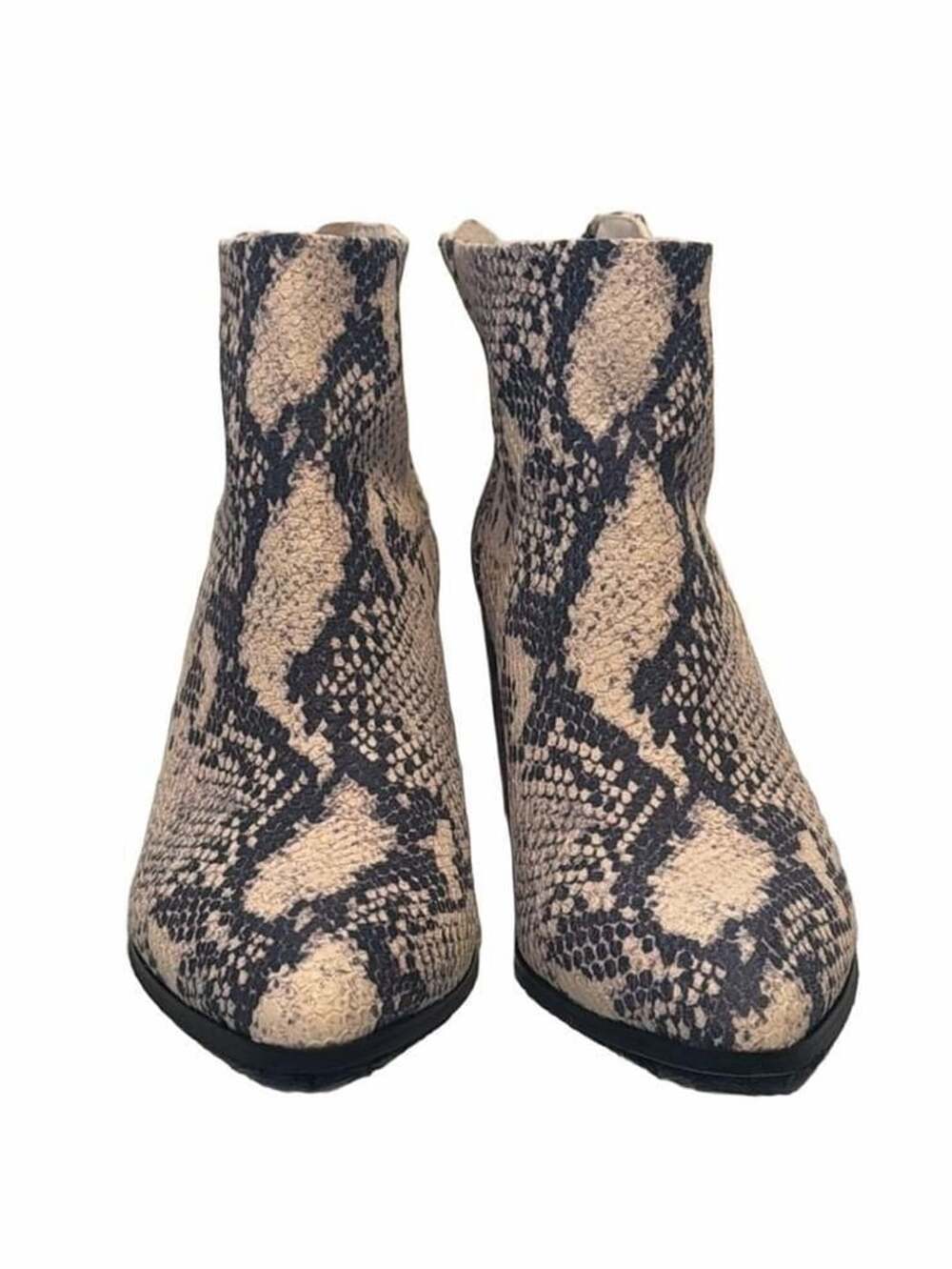 Steve Madden Jillian Blue Snakeskin Print Block Heel Ankle Booties 7.5M